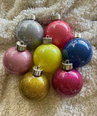 Personalised Glitter Christmas Baubles